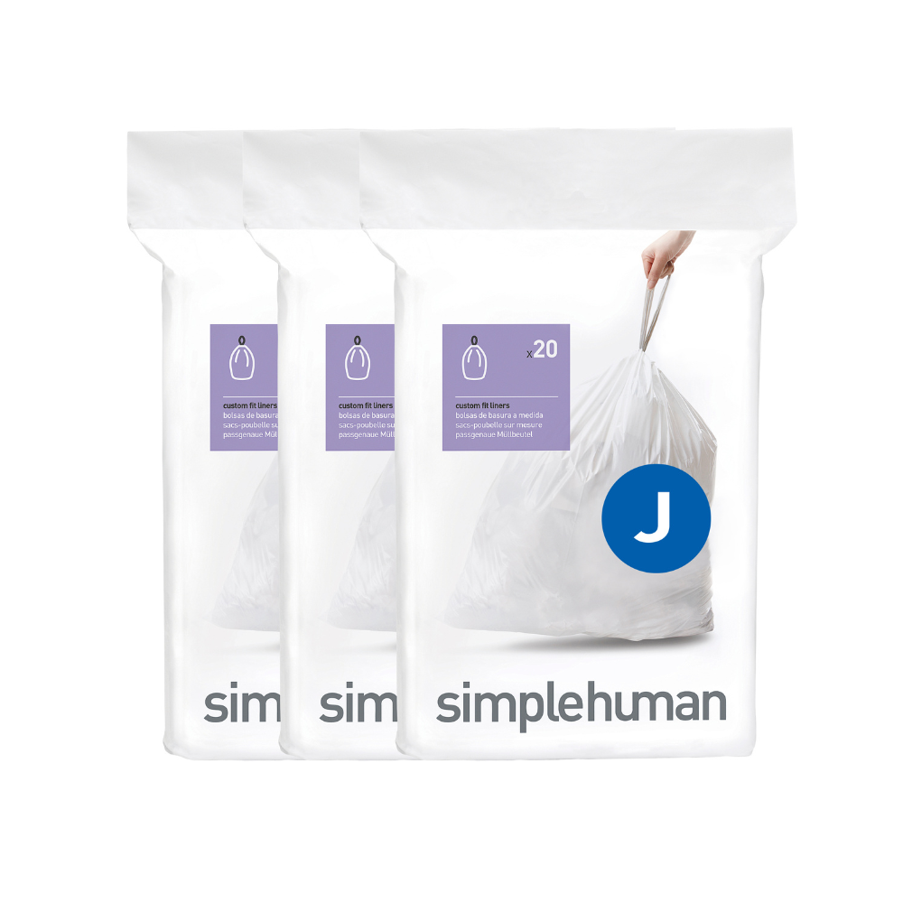 Simplehuman code J custom fit bin liners, 3 x pack of 20 (60 liners)