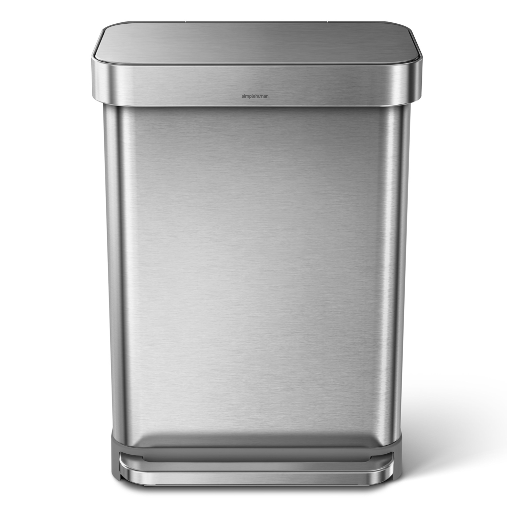 Simplehuman rectangular pedal bin with liner pocket 55L