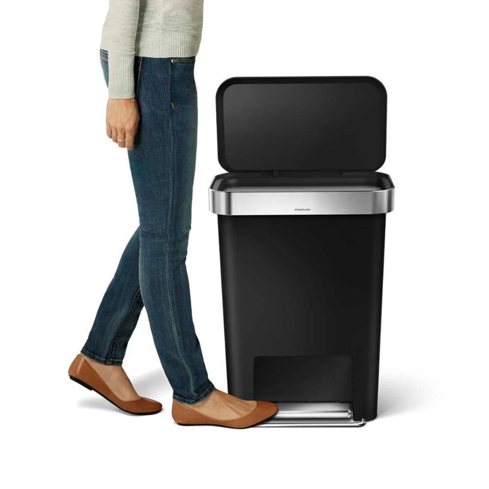 Simplehuman rectangular pedal bin with liner pocket 45L
