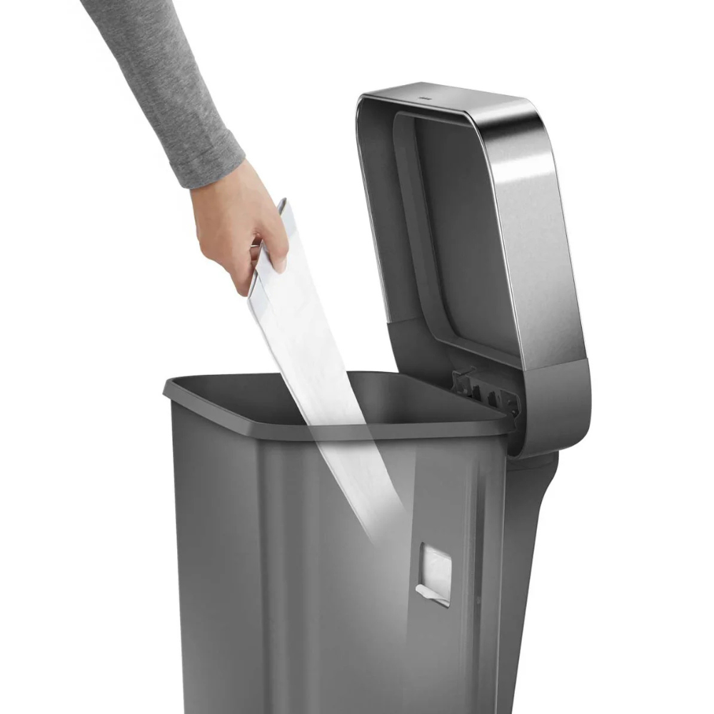 Simplehuman rectangular pedal bin with liner pocket 45L