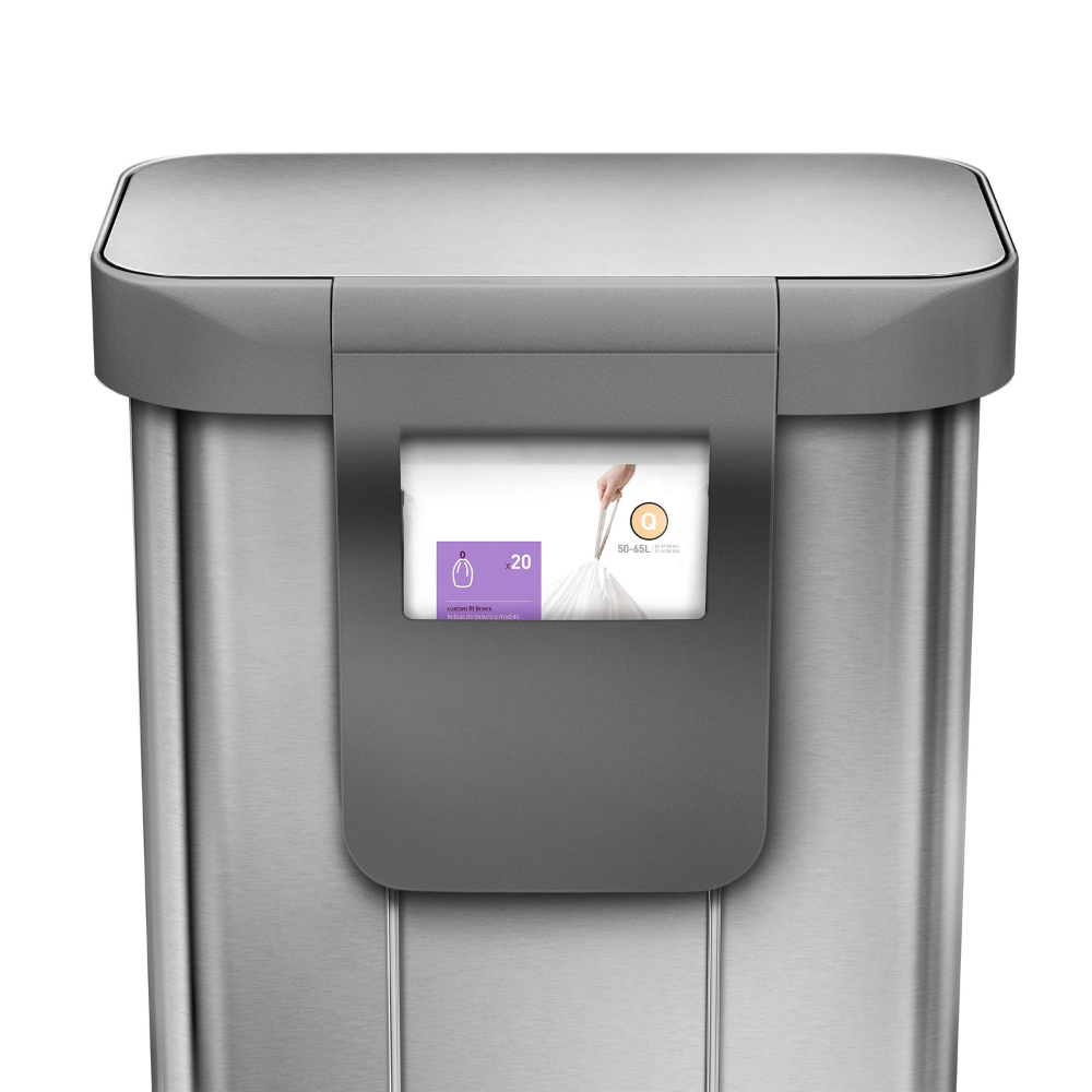 Simplehuman rectangular pedal bin with liner pocket 55L