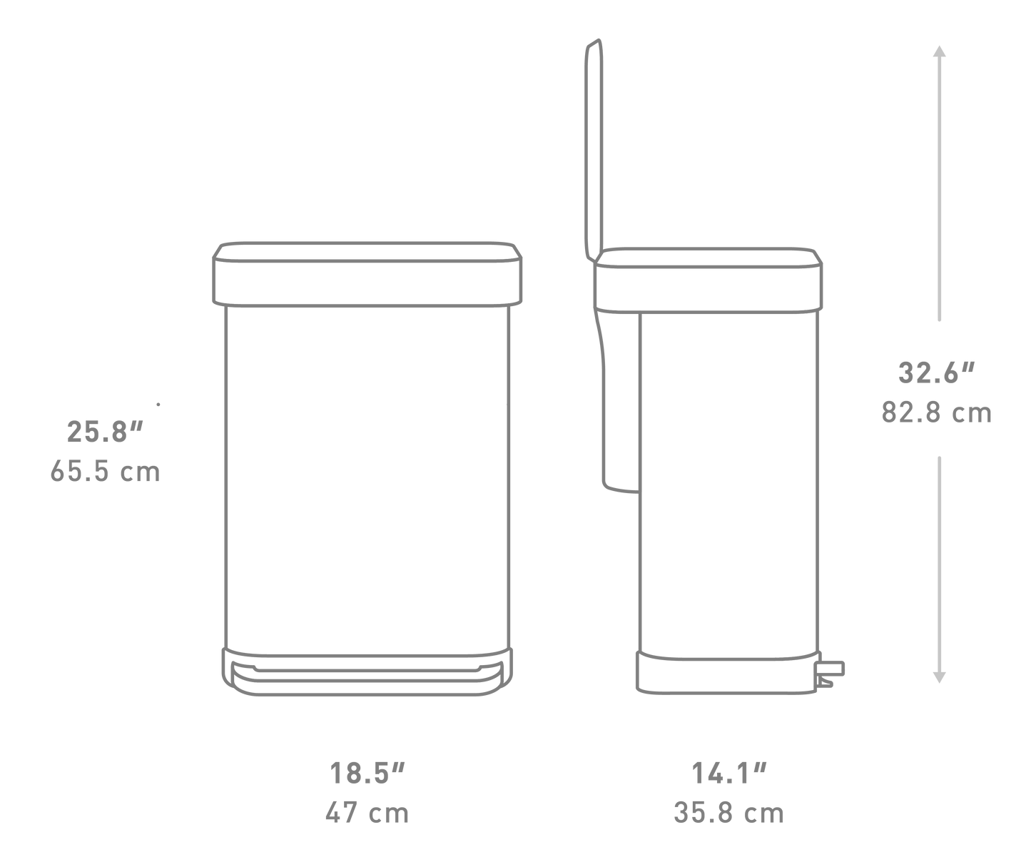 Simplehuman 55L rectangular pedal bin with liner pocket, matte black stee