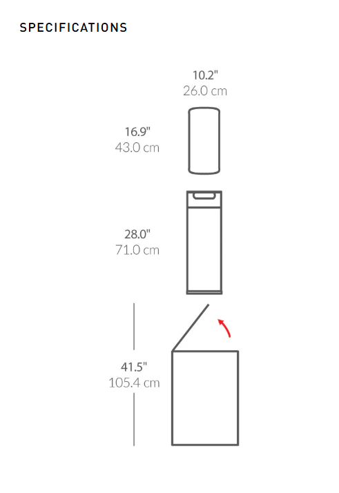 Simplehuman slim rectangular touch-bar can 40L