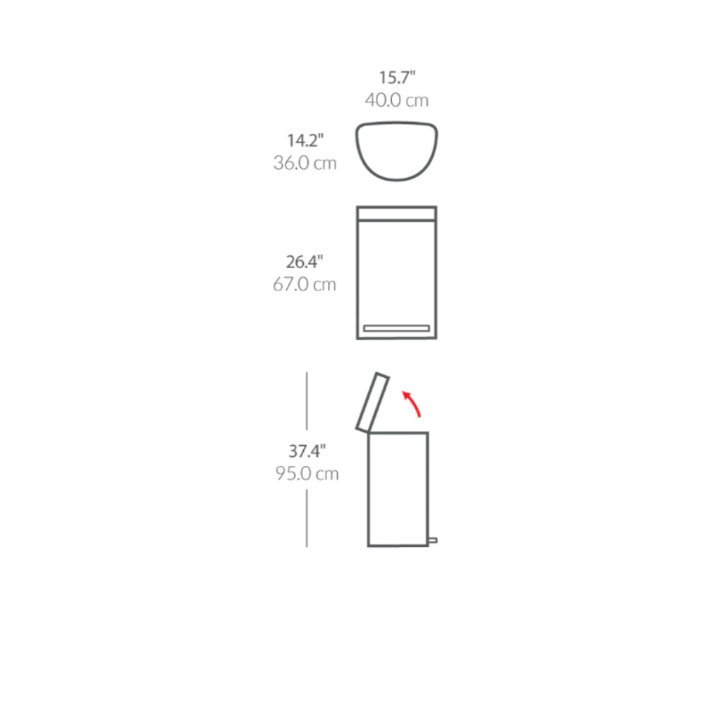 Simple Human semi-round pedal bin 45L