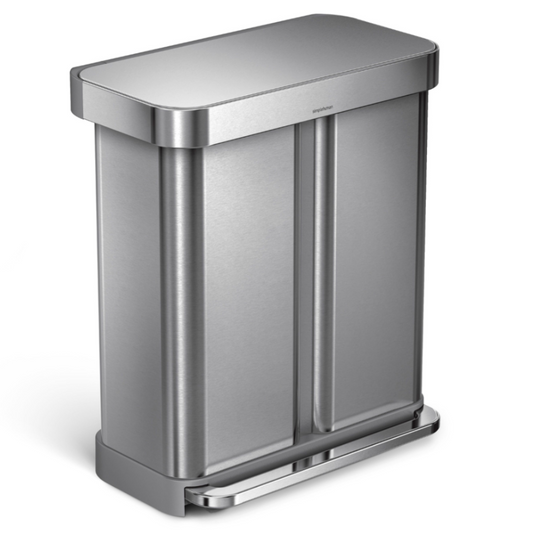 Simplehuman dual compartment pedal bin with liner pocket 58L (34/24)