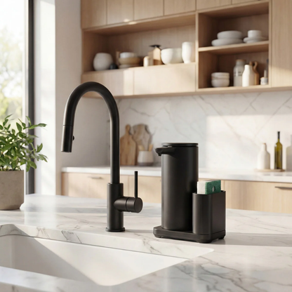 Simplehuman rechargeable liquid sensor pump with caddy