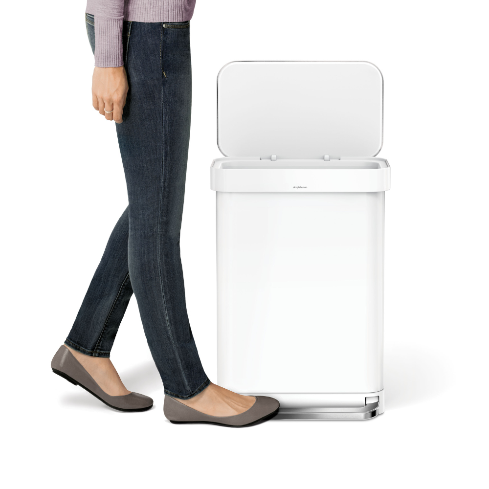 Simplehuman rectangular pedal bin with liner pocket 55L