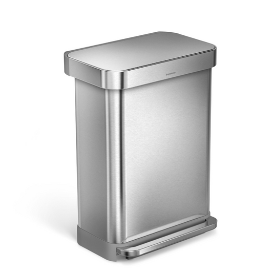 Simplehuman rectangular pedal bin with liner pocket 55L