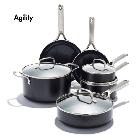 OXO Agility Series Σετ Αντικολλητικά Μαγειρικά Σκεύη 10 Τεμάχια