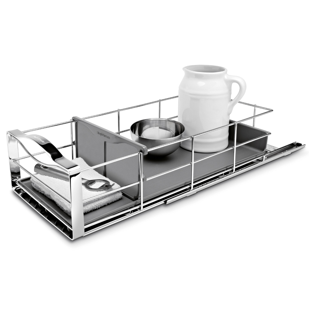 Simplehuman 22.8cm pull-out cabinet organiser, grey plastic with heavy-gauge steel frame