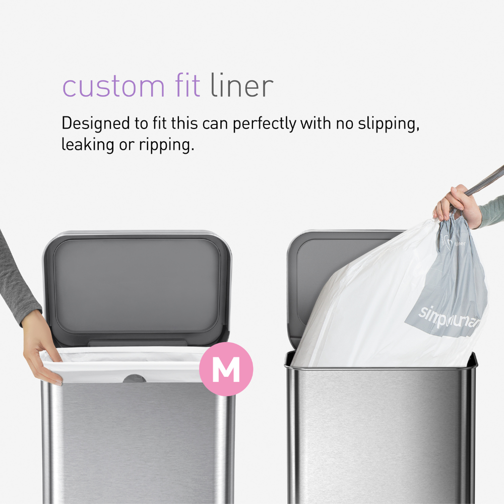 Simplehuman rectangular step can with liner  pocket 45L