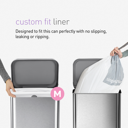 Simplehuman rectangular step can with liner  pocket 45L
