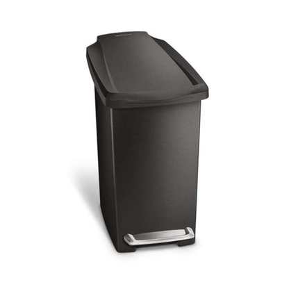 Simplehuman 10L slim pedal bin, black plastic