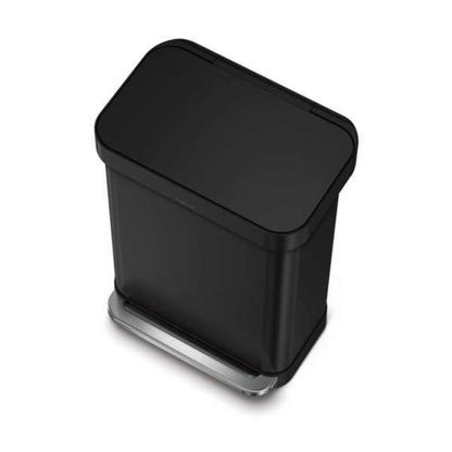 Simplehuman 55L rectangular pedal bin with liner pocket, matte black stee
