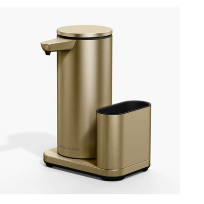 Simplehuman rechargeable liquid sensor pump w/ caddy, matte gold