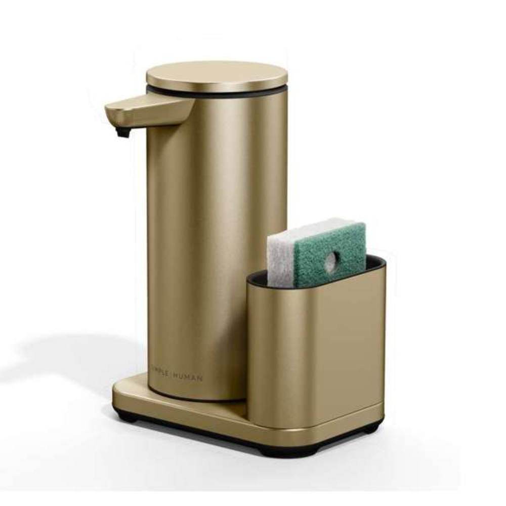 Simplehuman rechargeable liquid sensor pump w/ caddy, matte gold